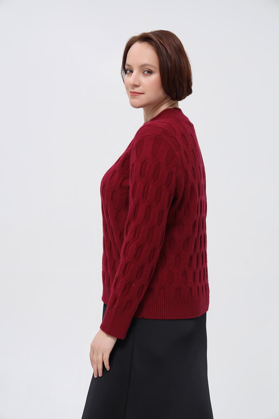 Пуловер Rabe collection бордовый с узором