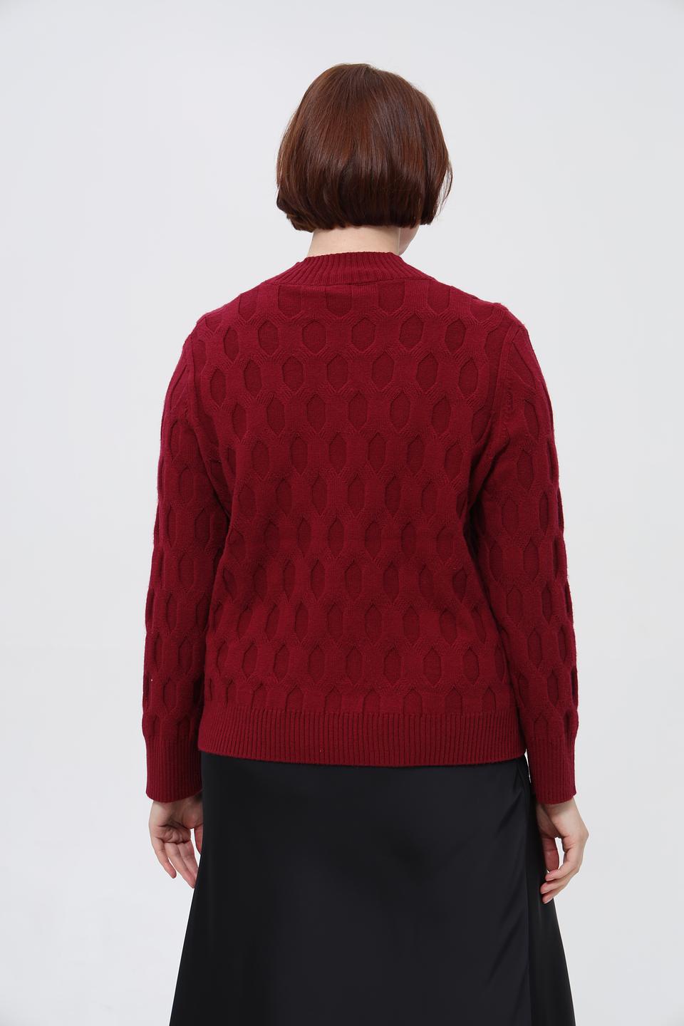 Пуловер Rabe collection бордовый с узором