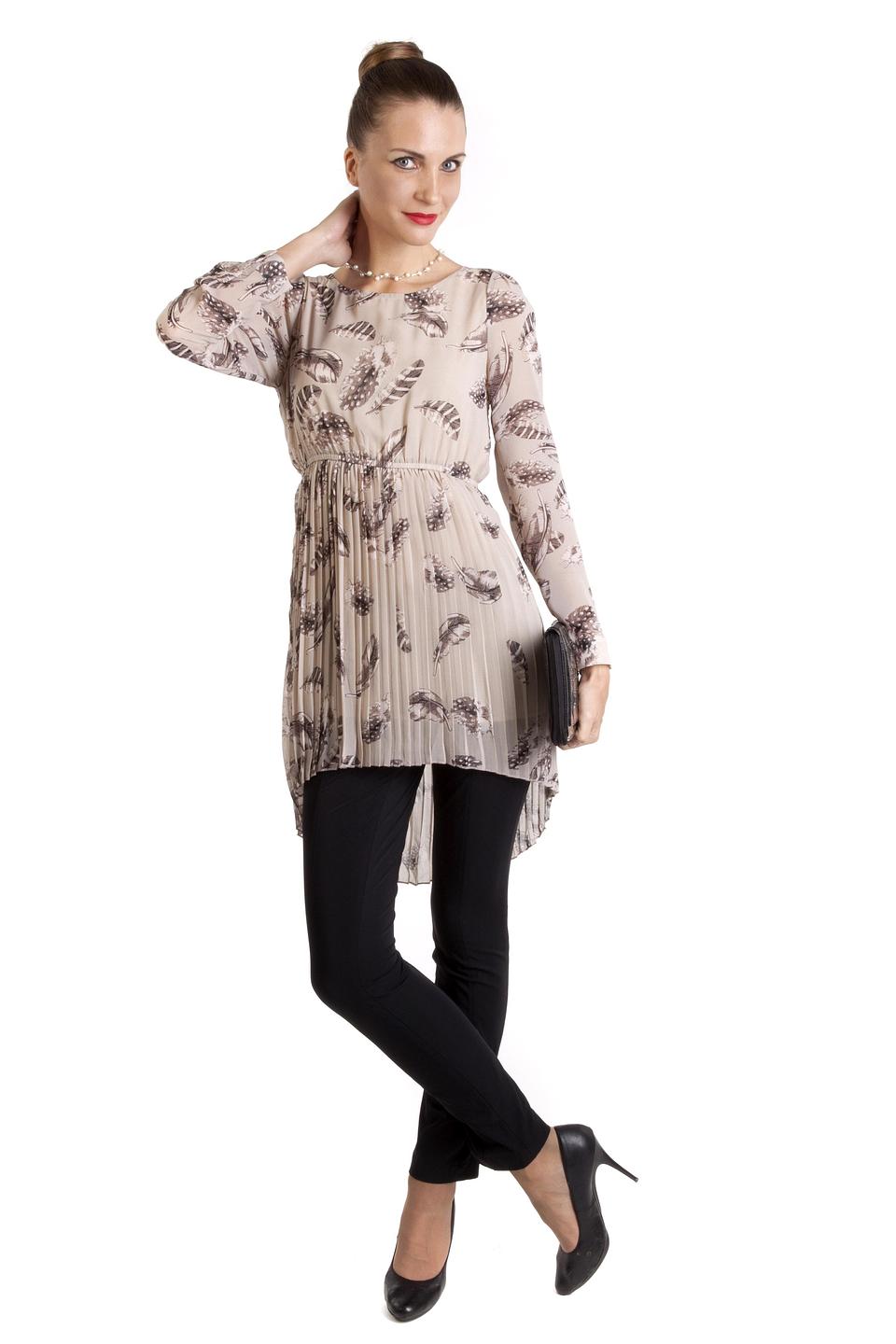 Блуза Locust с принтом перьев