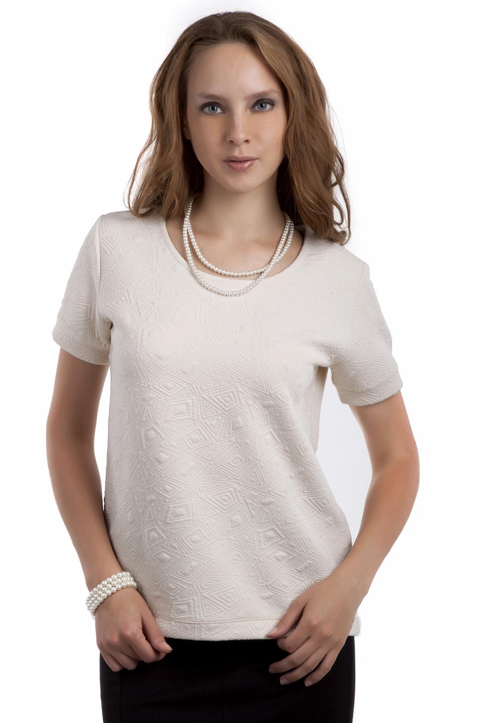 Блуза Tom Tailor бежевая с фактурным узором и молнией сзади