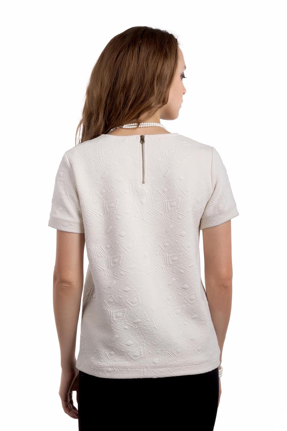 Блуза Tom Tailor бежевая с фактурным узором и молнией сзади