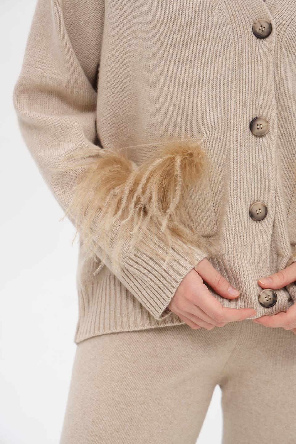 Кардиган Shade жен. с бахромой бежевый