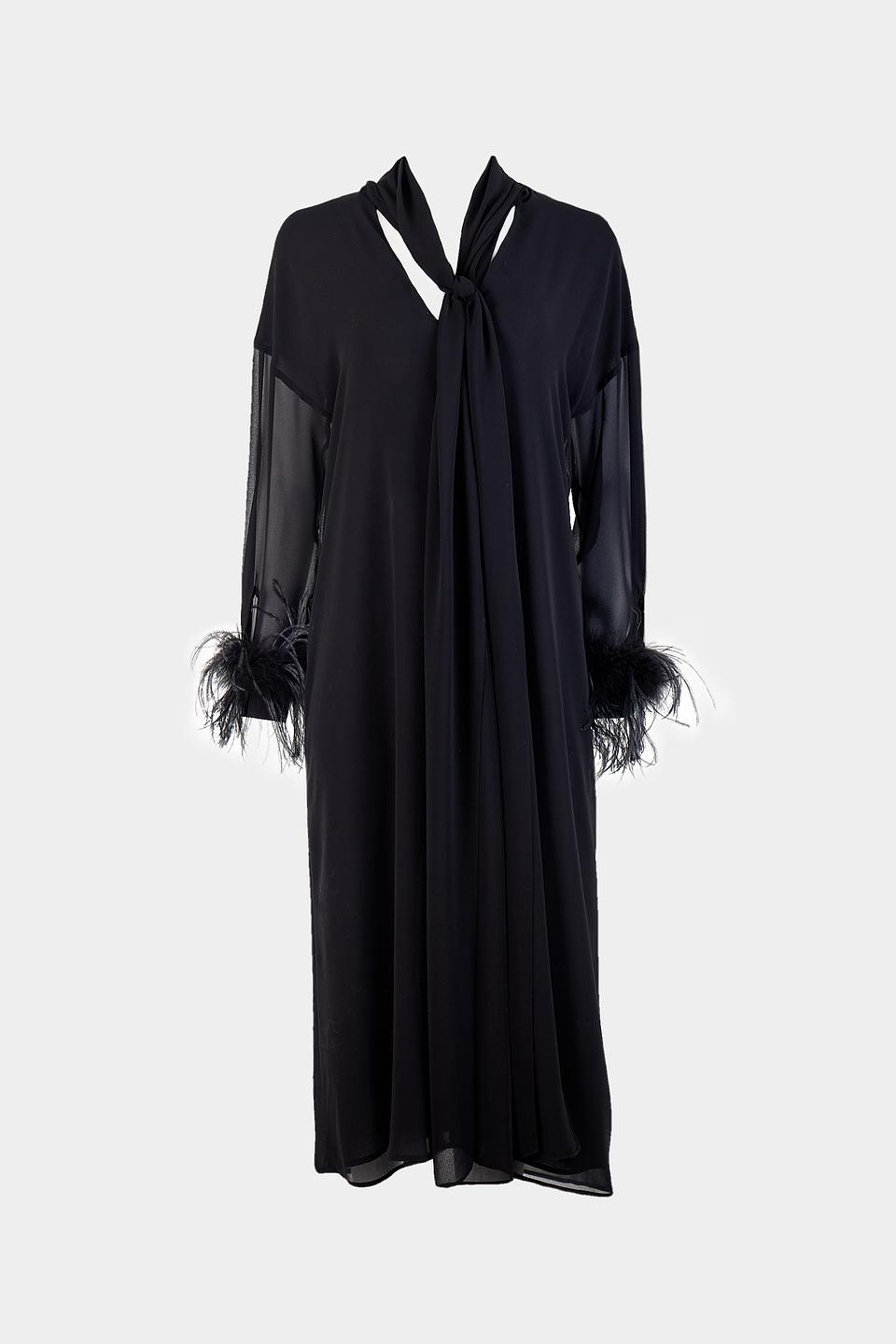 Платье Shade с перьями черное