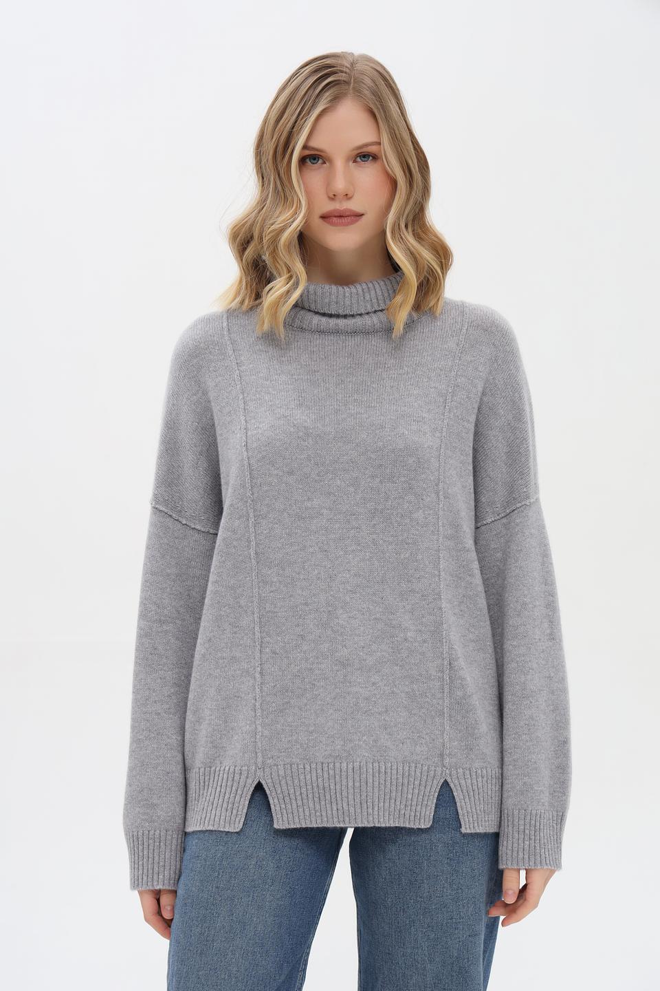 Пуловер Just Valeri серый с разрезами