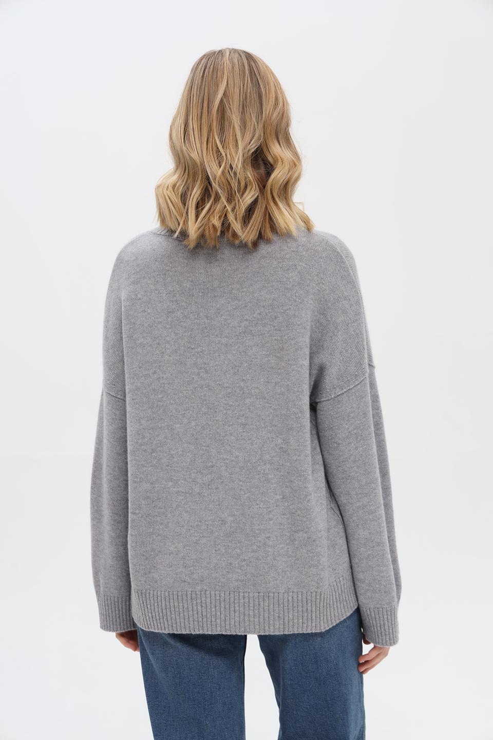 Пуловер Just Valeri серый с разрезами