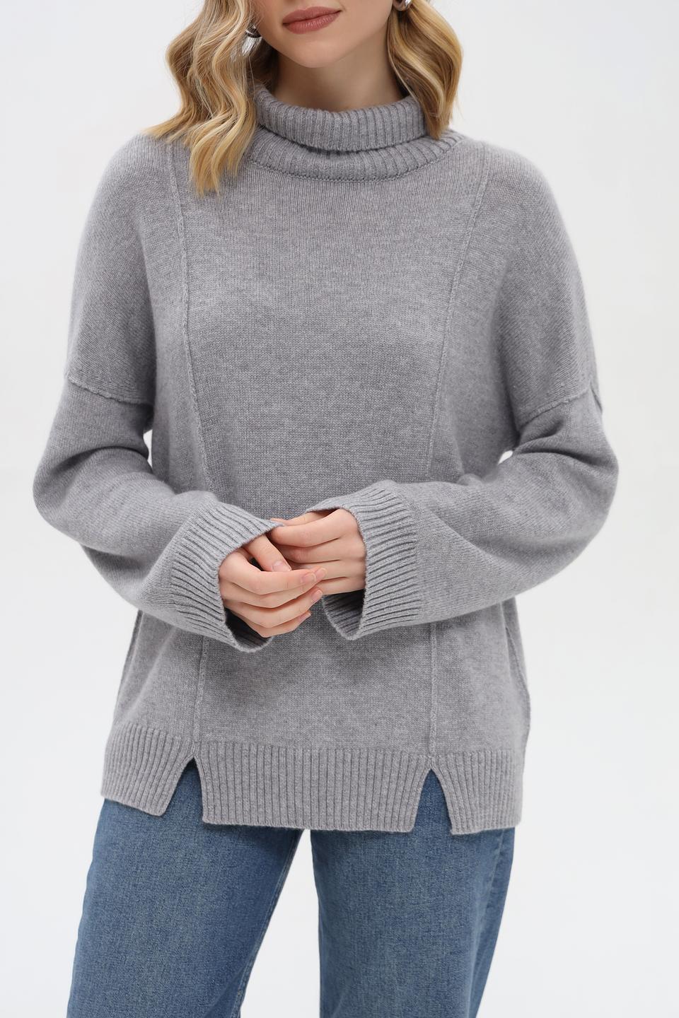 Пуловер Just Valeri серый с разрезами