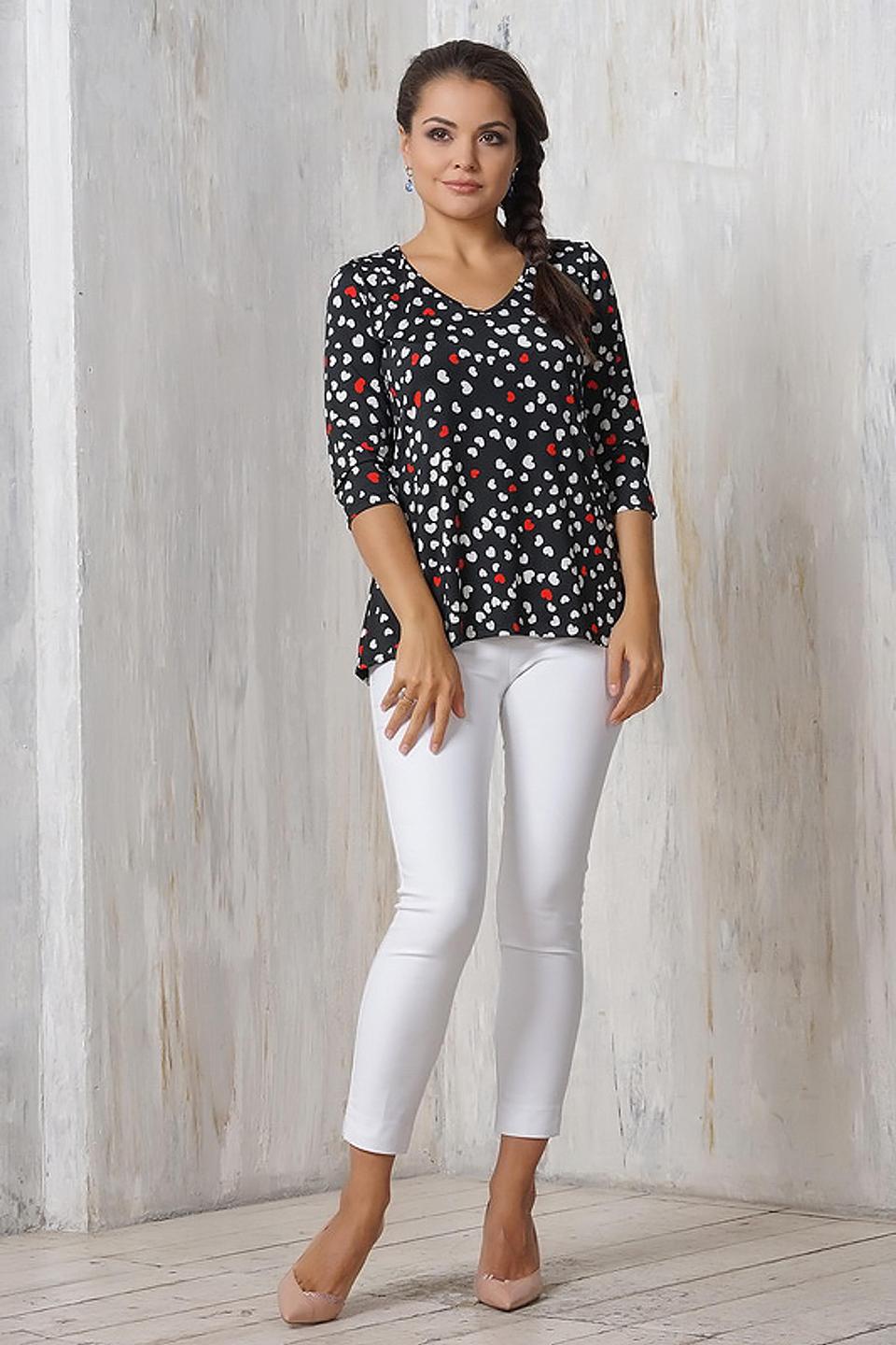 Блуза VAY черная с принтом в виде сердец