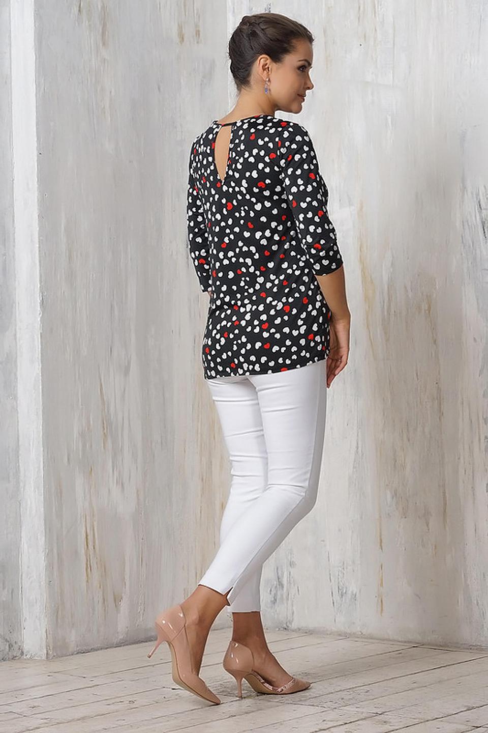 Блуза VAY черная с принтом в виде сердец