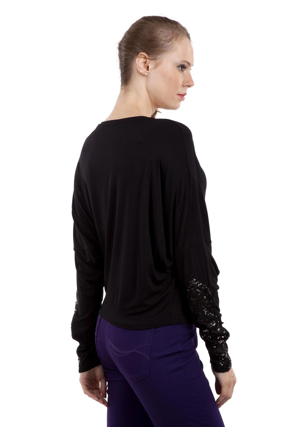 Блуза Pezzo чёрная с пайетками на рукавах