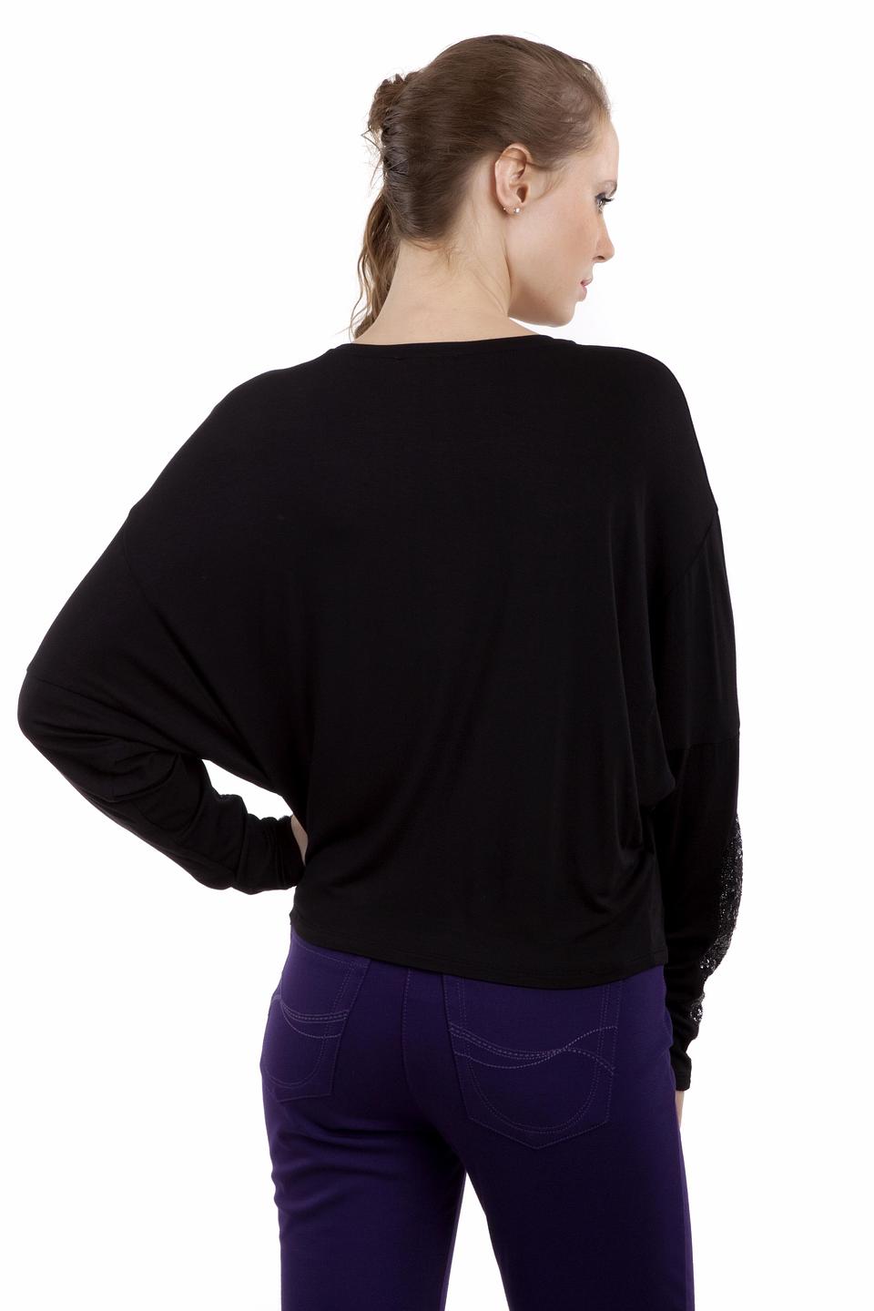 Блуза Pezzo чёрная с пайетками на рукавах