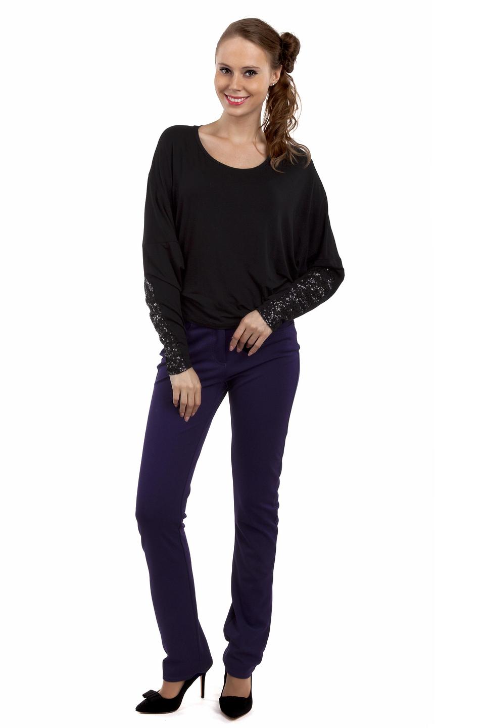 Блуза Pezzo чёрная с пайетками на рукавах