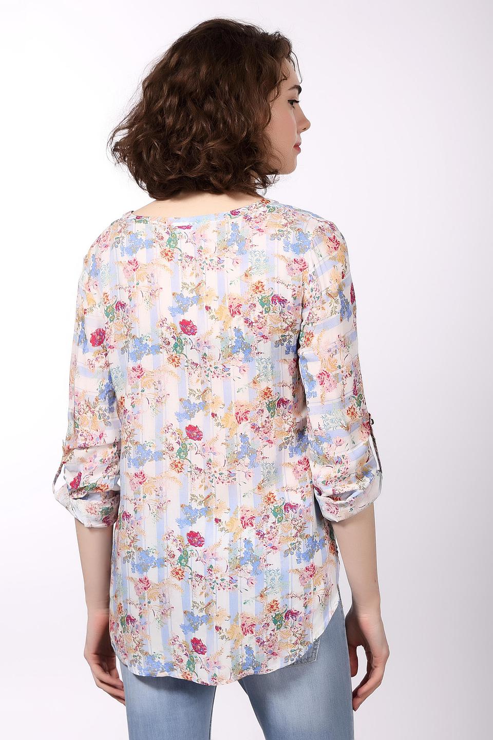 Блузка Tom Tailor, цветочный принт, белая