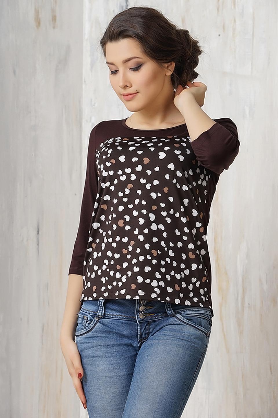 Блуза VAY бордовая с принтом сердечек