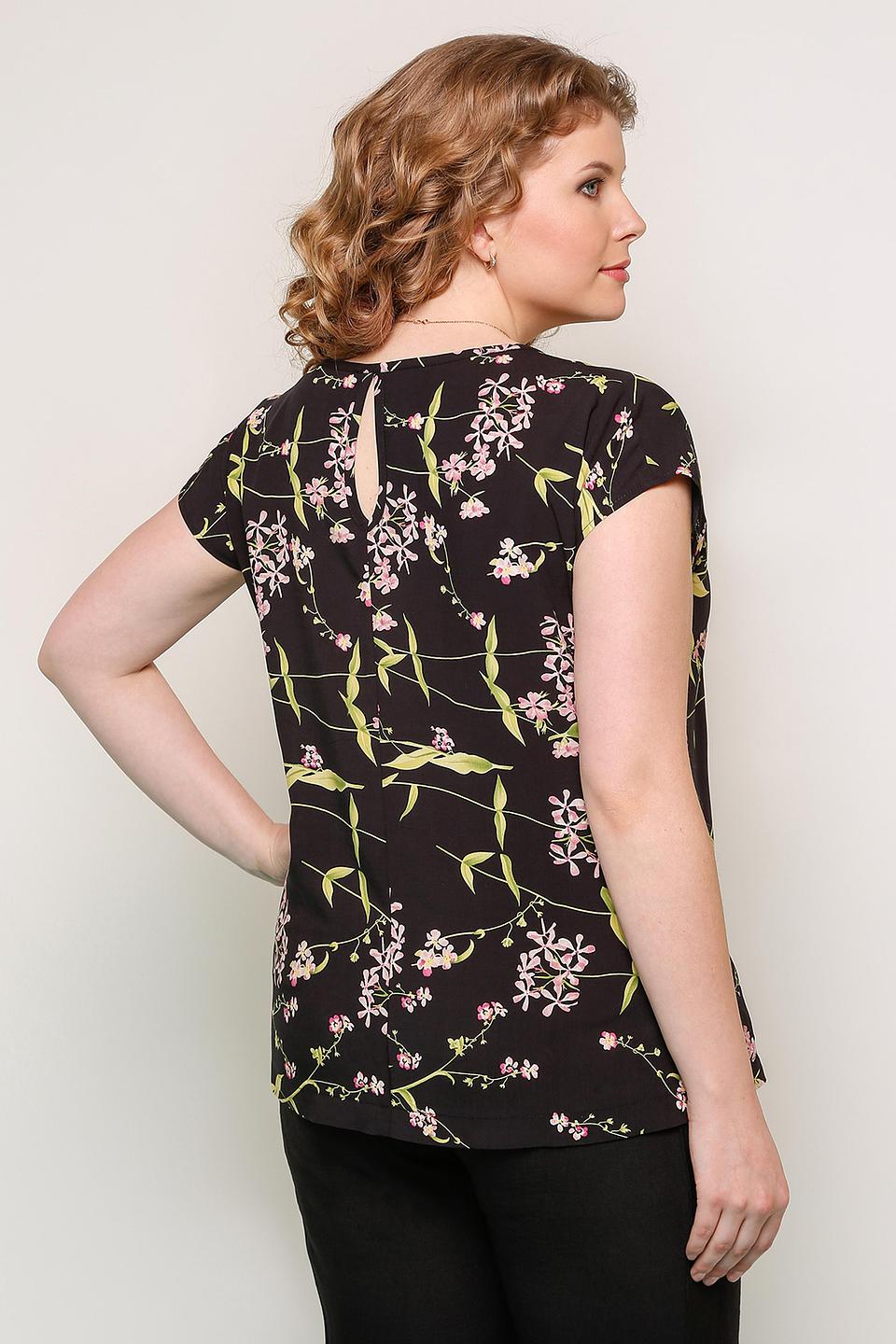 Блуза Horosha, черная с цветочным принтом