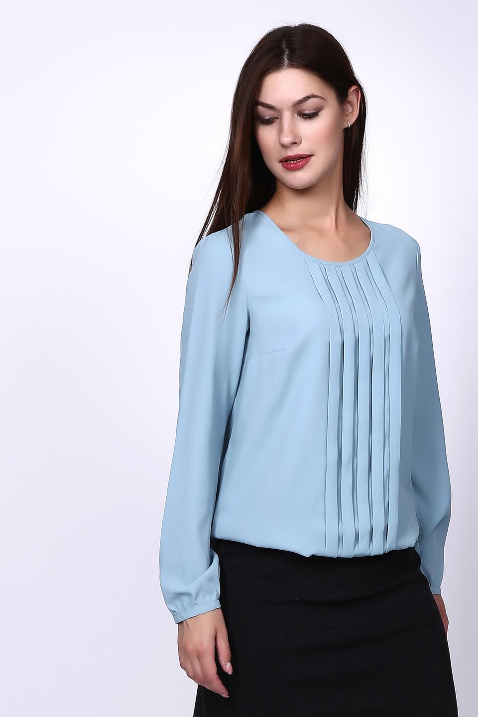 Блуза Pezzo голубая с защипами на груди