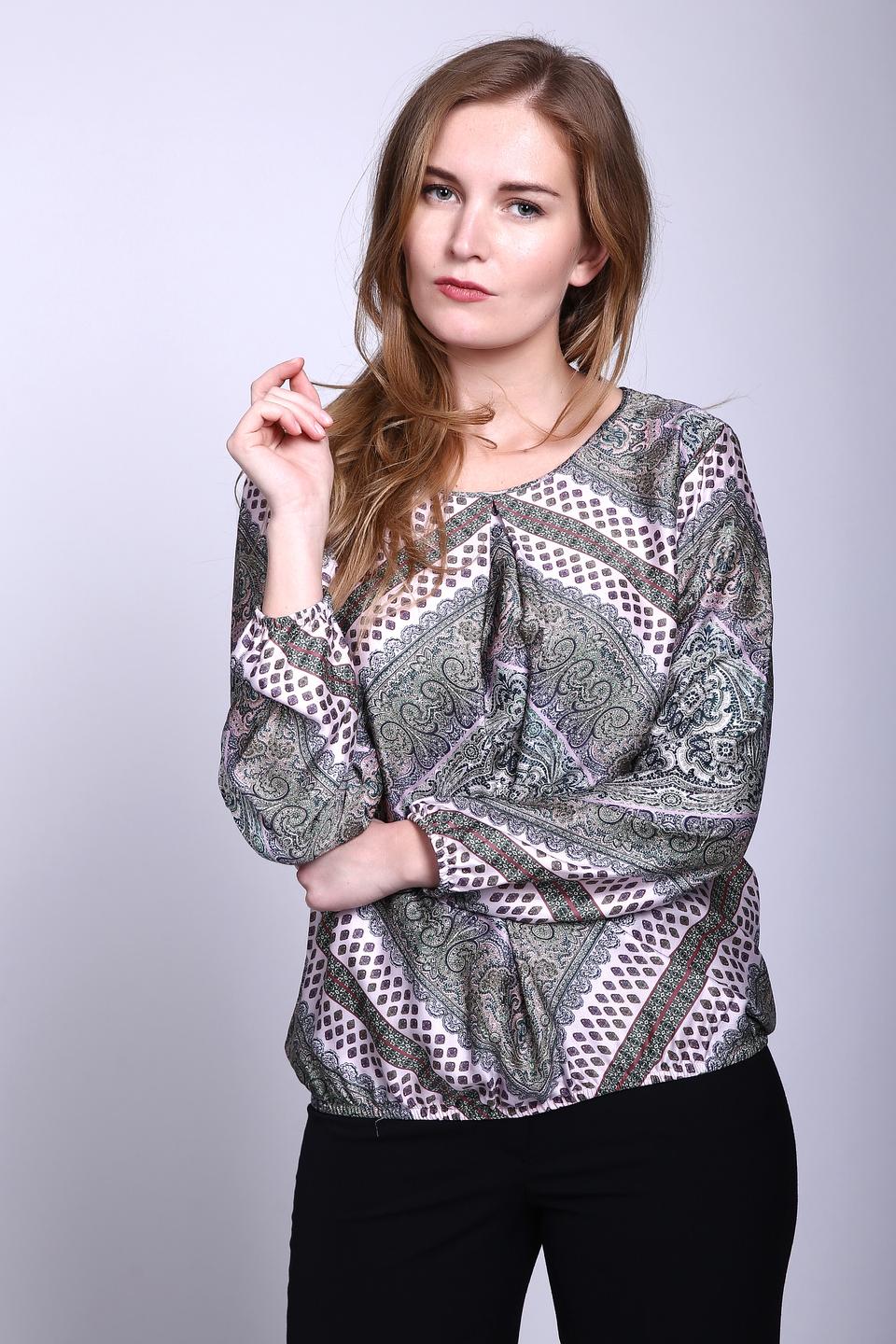 Блуза Betty Barclay, бежево-зелёная, паттерн