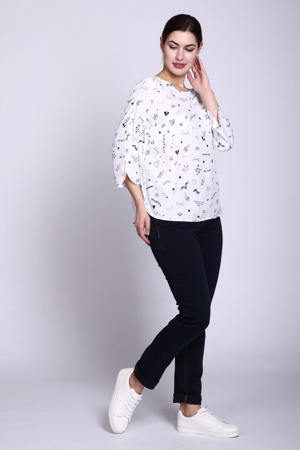 Блуза Oui белая с контрастным принтом