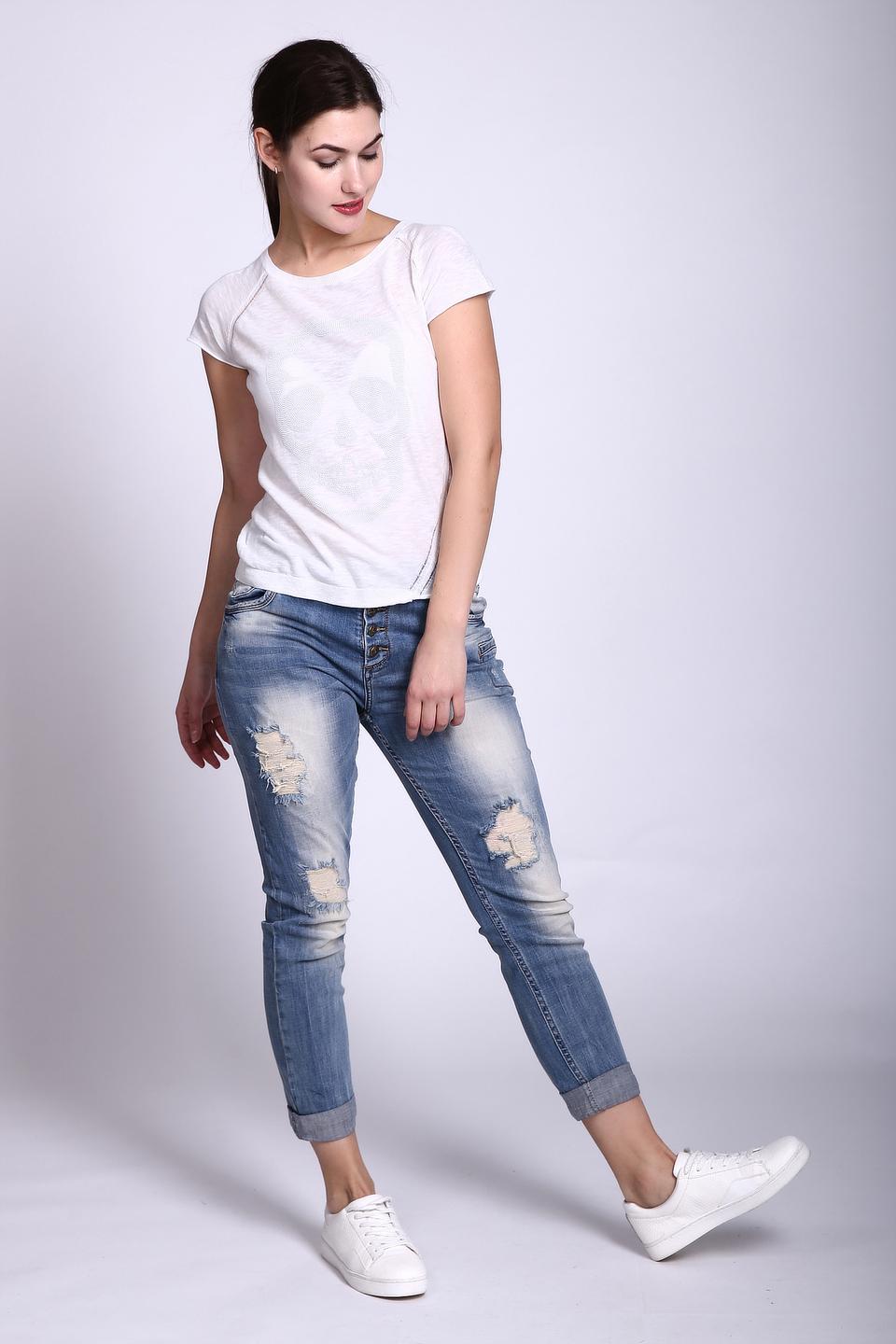 Джинсы GOOCEC с рваностями голубые